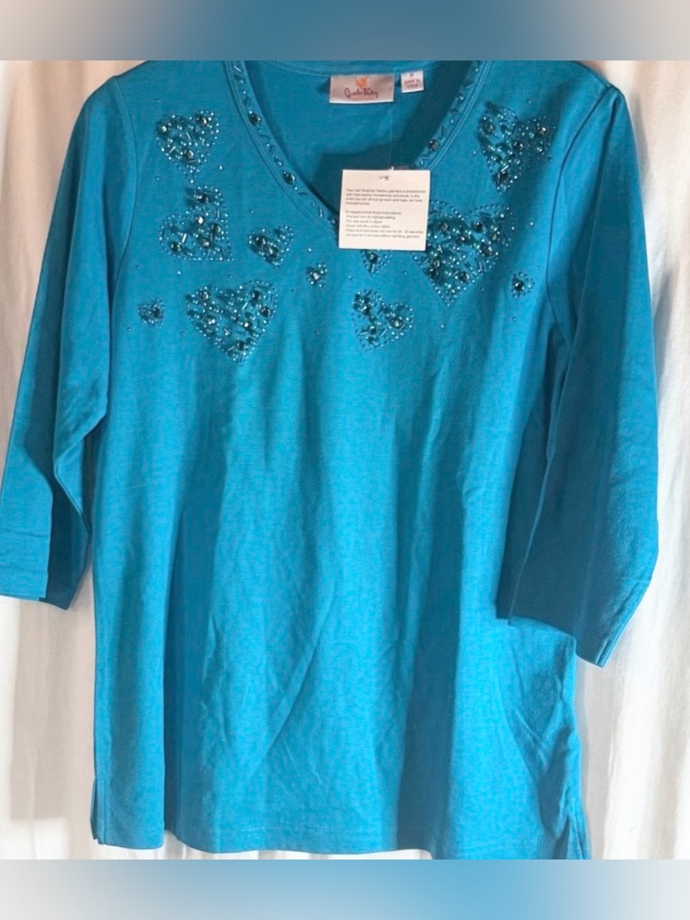 🌟Quacker Factory Teal Beaded Women's Tee🌟